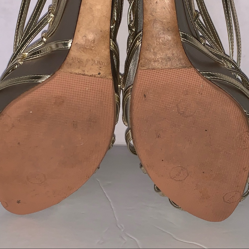 CHRISTIAN DIOR Gold Frisson Hi Calfskin 829 Gris Clair Strapy Platform S… - Picture 9 of 12